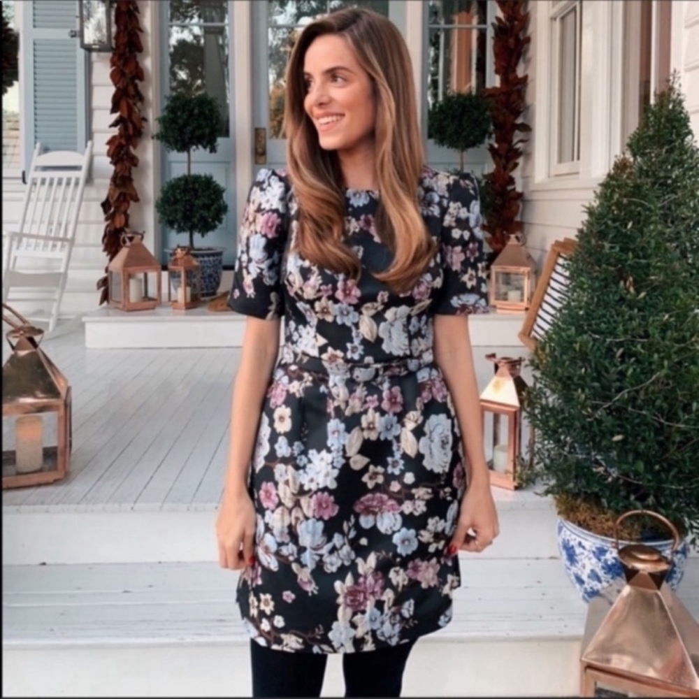 Gal Meets Glam Presley Floral Jacquard Dress 8P